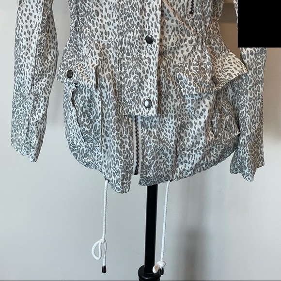 Joie Womens sz XS White Gray Barker Jacket a' Leopard Zip Toggle Hood - Picture 4 of 9
